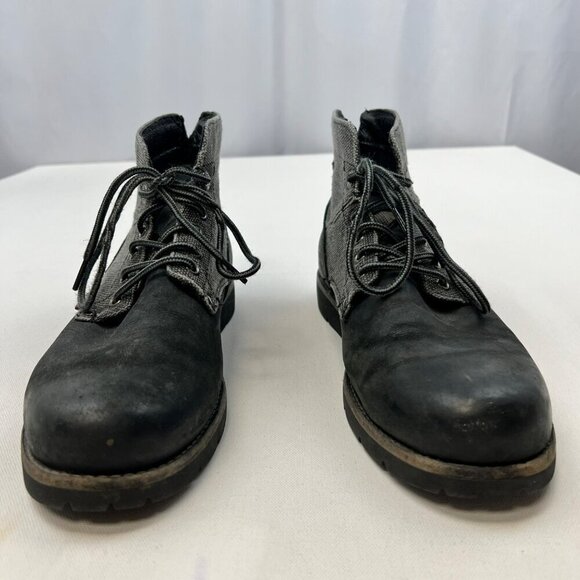 Levi’s Men’s Lace Up Boots Black Leather Gray Textile Size 8.5 - Picture 5 of 11